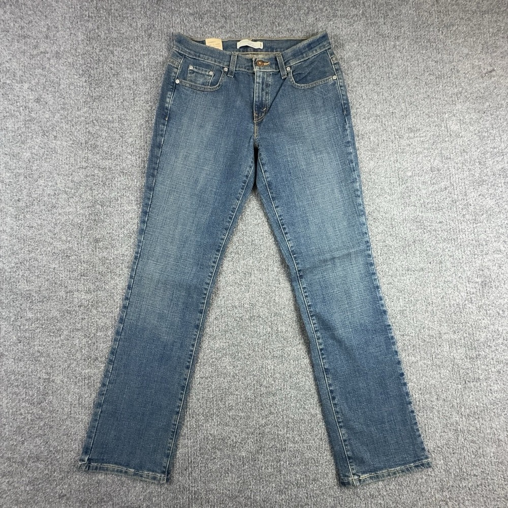 Y2k Levi's 505 Straight Jeans Womens 6 Medium Wash Blue Mid Rise Stretch Denim